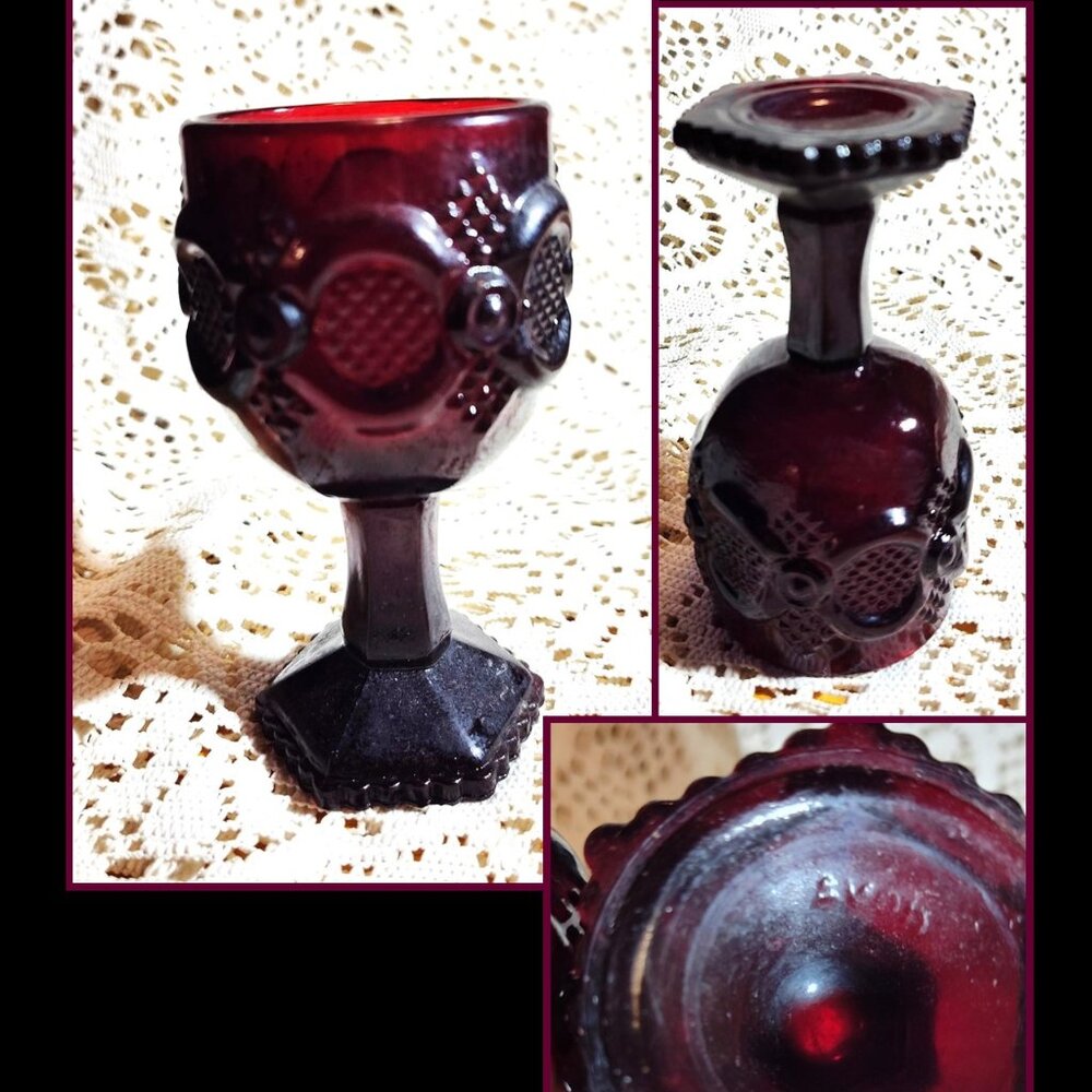 ***SOLD*** 1980 Avon Cape Cod Ruby Red Glass Goblets,